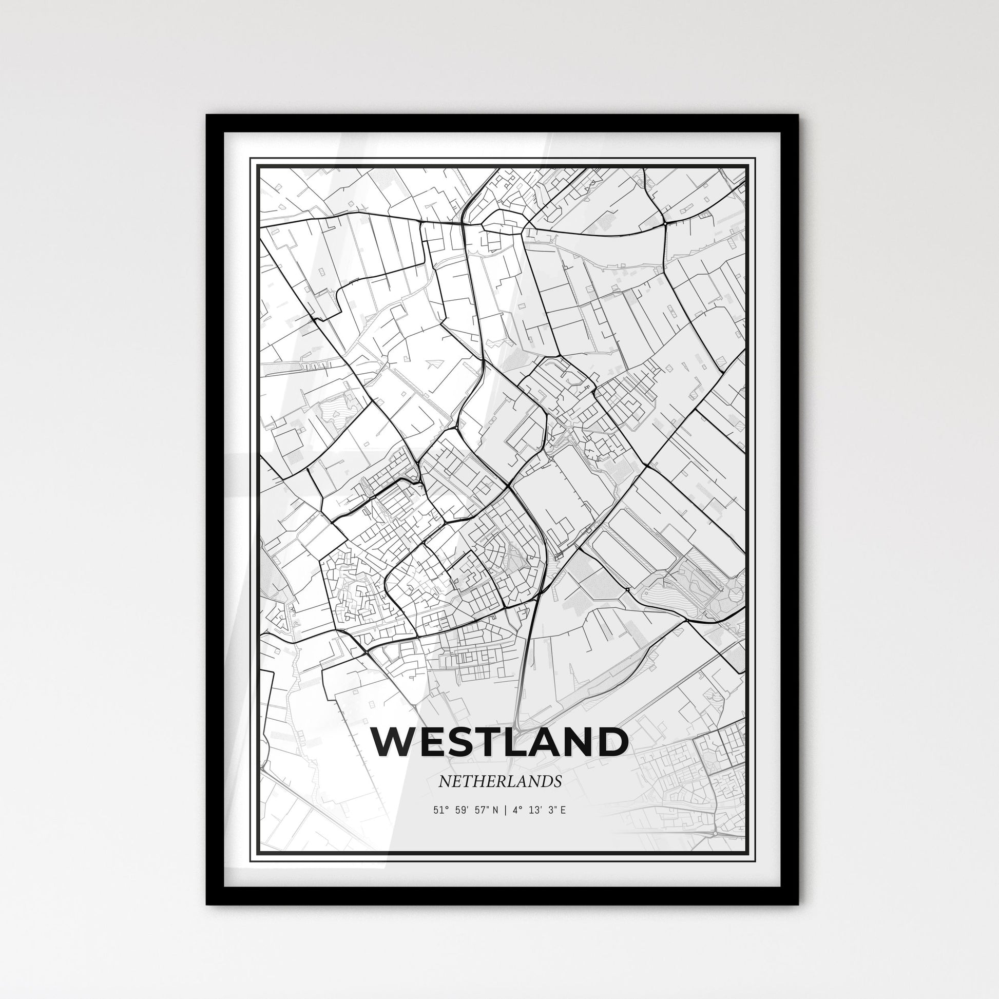  Westland Netherlands - Scandinavian Style City Map for Modern Home Decor