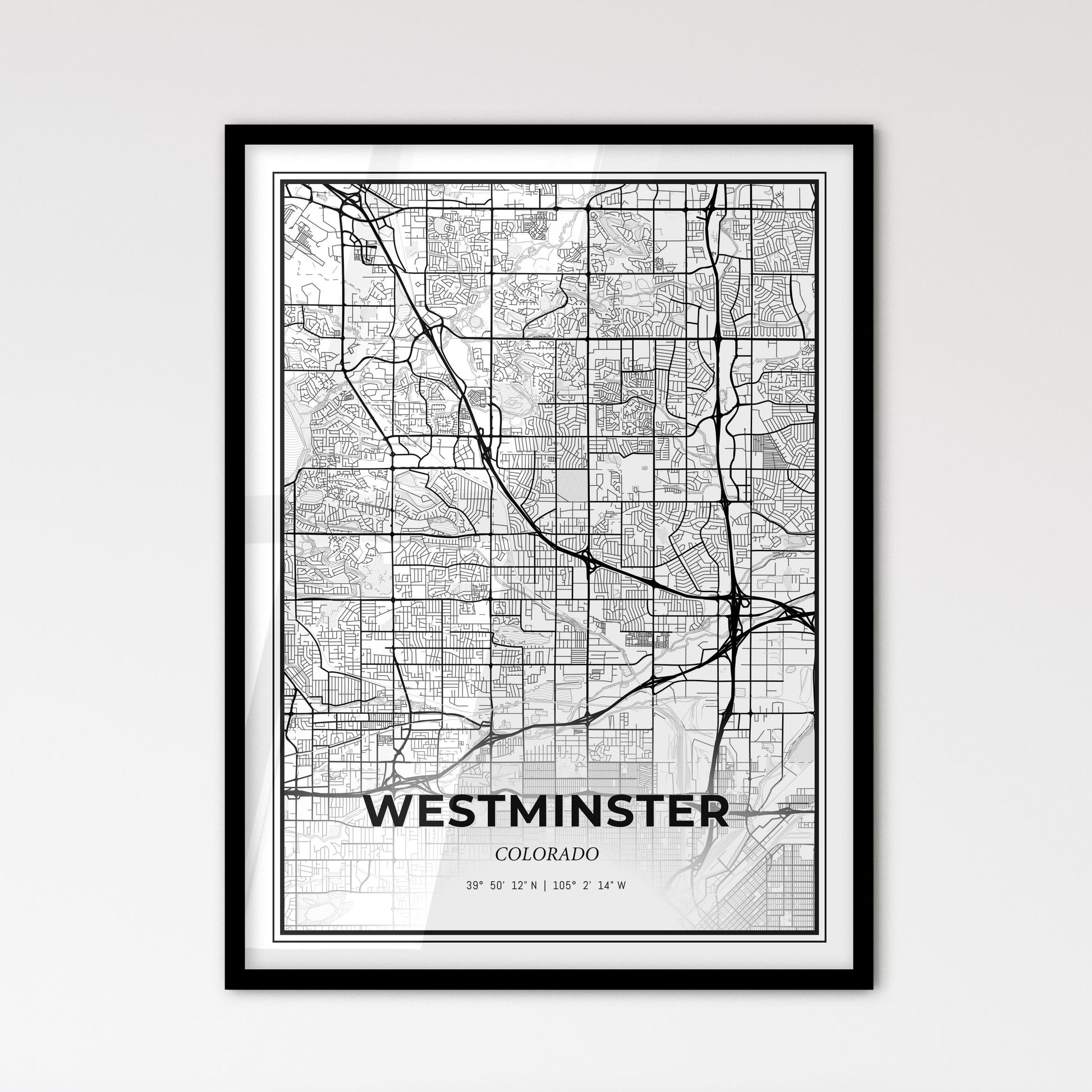 Westminster Colorado - Scandinavian Style City Map for Modern Home Decor