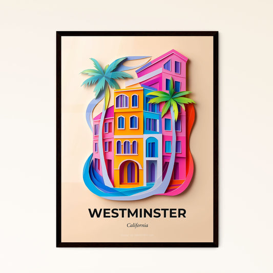 Vivid Westminster, California - a paper cut of a building with palm trees