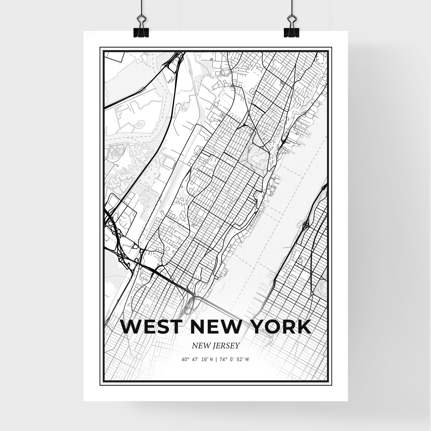 West New York New Jersey - Premium City Map Poster