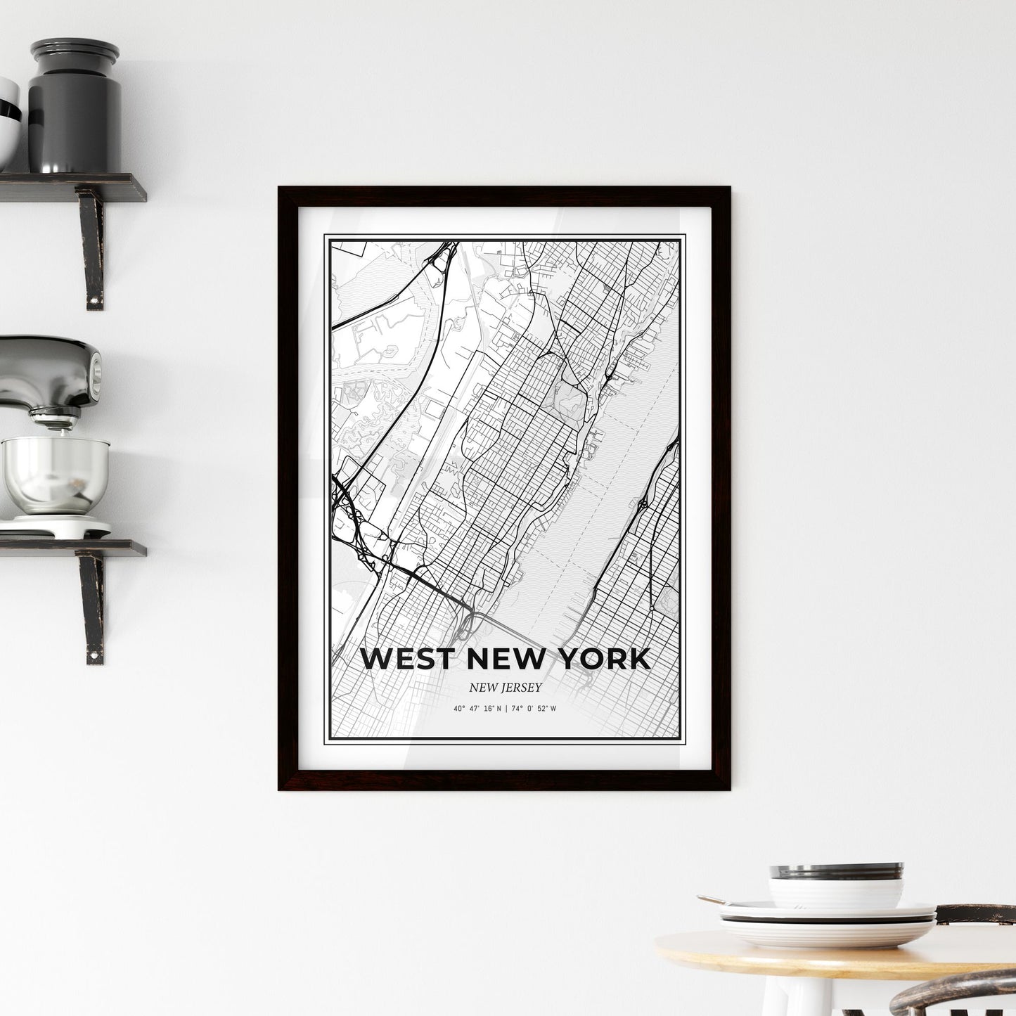 West New York New Jersey - Minimal City Map