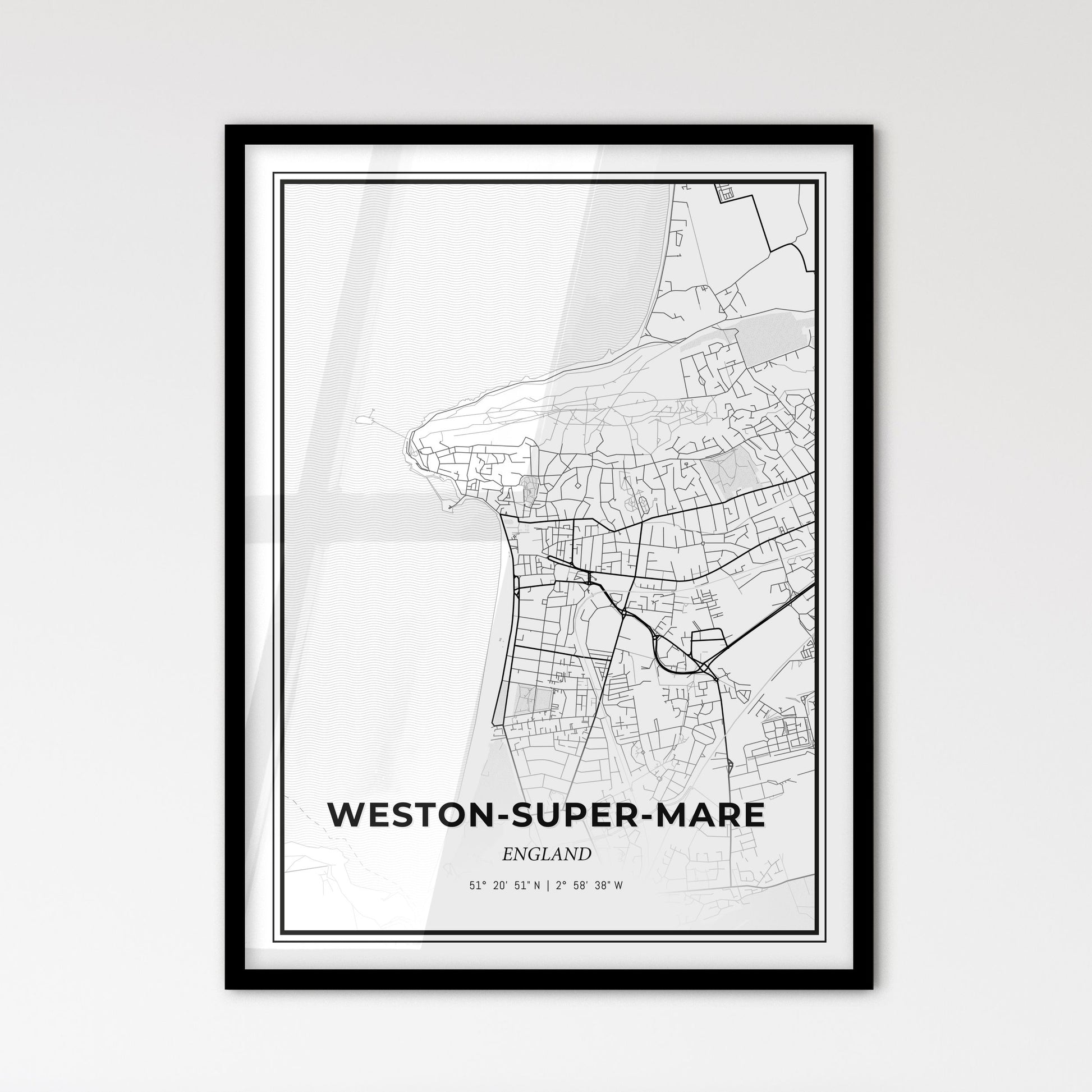 Weston-super-Mare England - Scandinavian Style City Map for Modern Home Decor