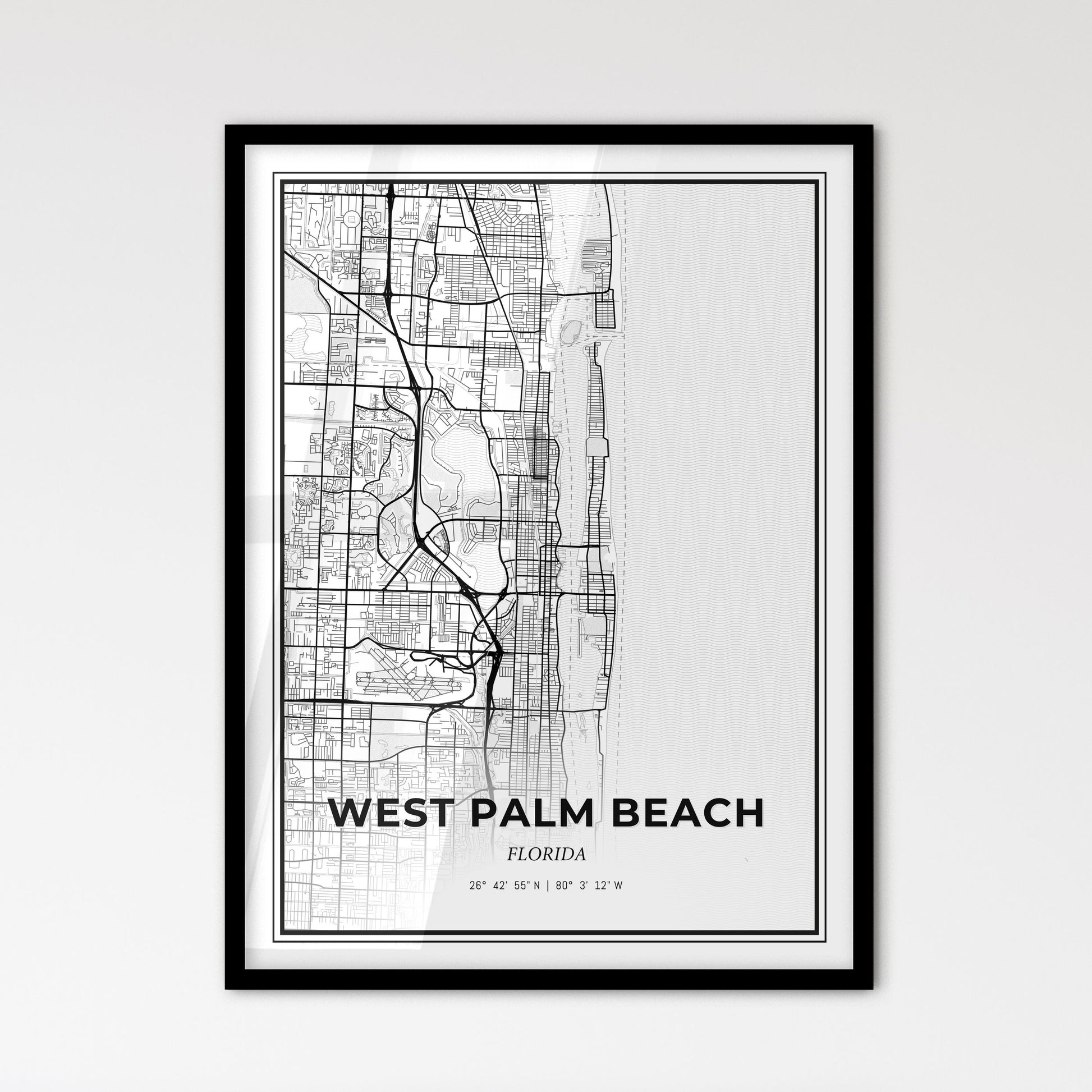 West Palm Beach Florida - Scandinavian Style City Map for Modern Home Decor