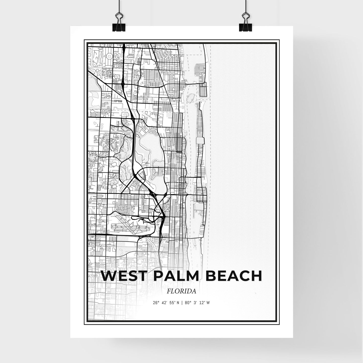 West Palm Beach Florida - Premium City Map Poster