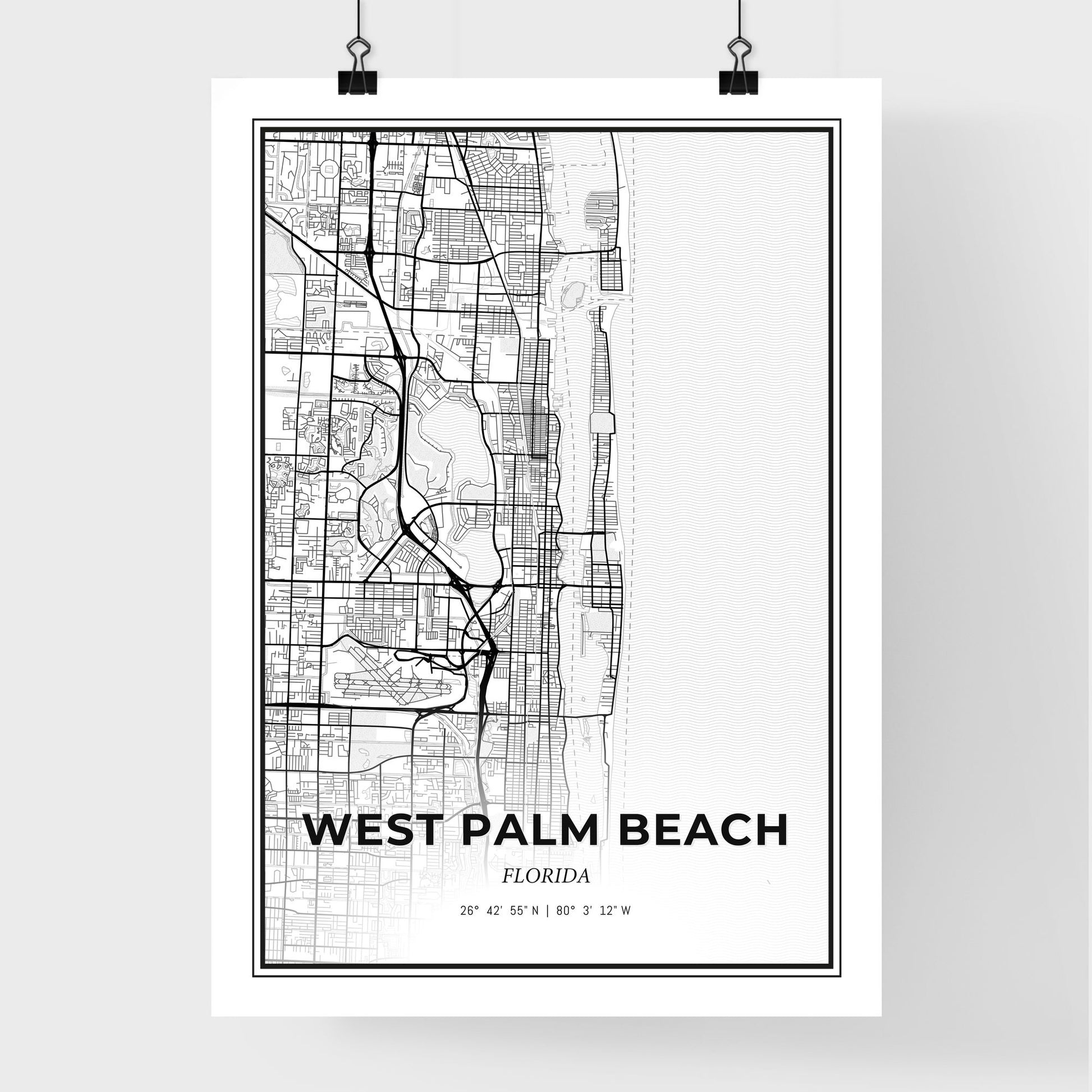 West Palm Beach Florida - Premium City Map Poster