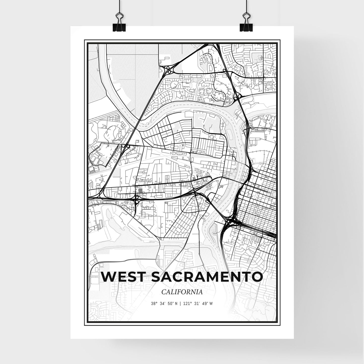 West Sacramento California - Premium City Map Poster