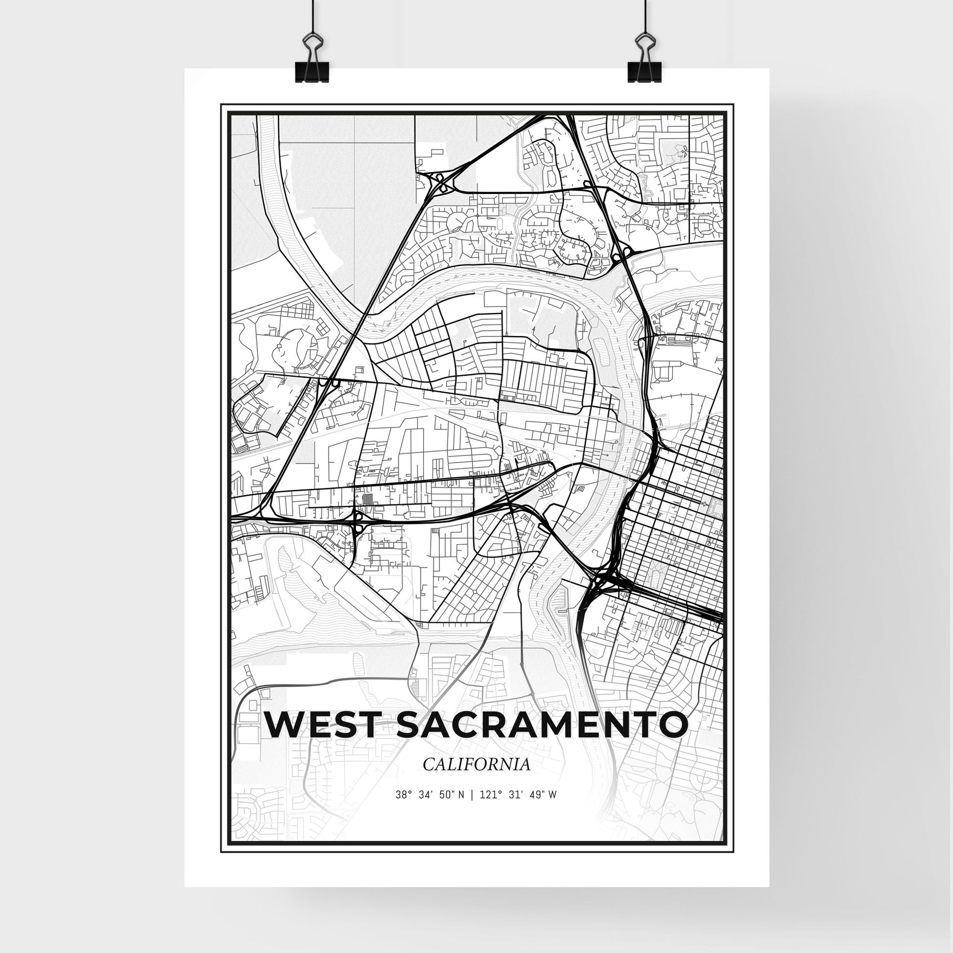 West Sacramento California - Premium City Map Poster