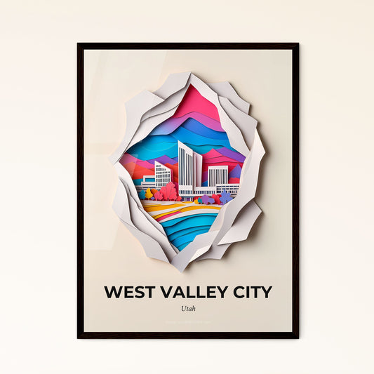 Vivid West Valley City, Utah - a paper cut of a city with a river