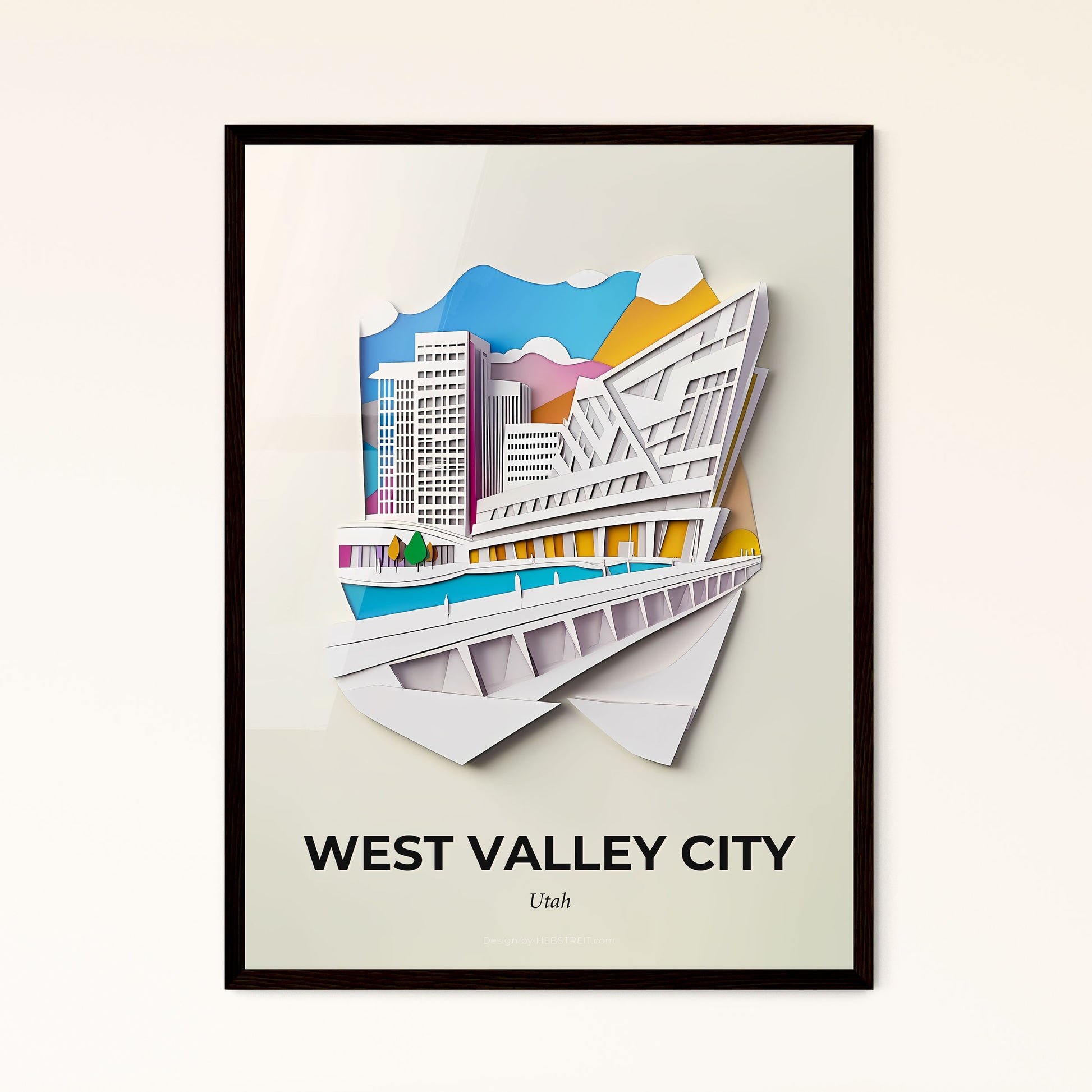 Vivid West Valley City, Utah - a paper cut of a city with a bridge