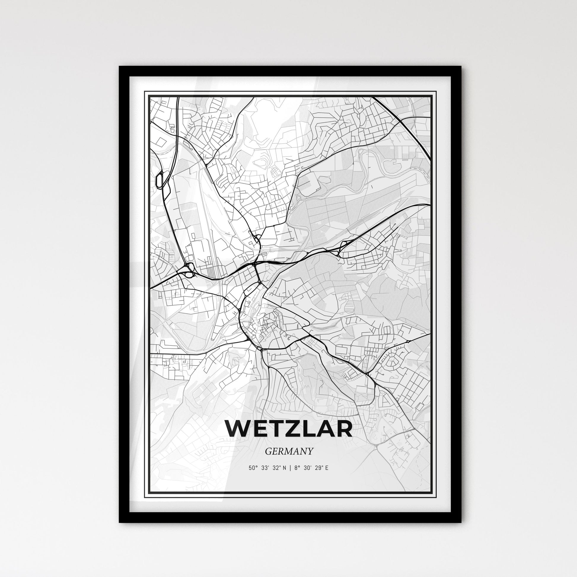 Wetzlar Germany - Scandinavian Style City Map for Modern Home Decor