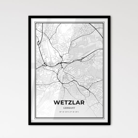 Wetzlar Germany - Scandinavian Style City Map for Modern Home Decor