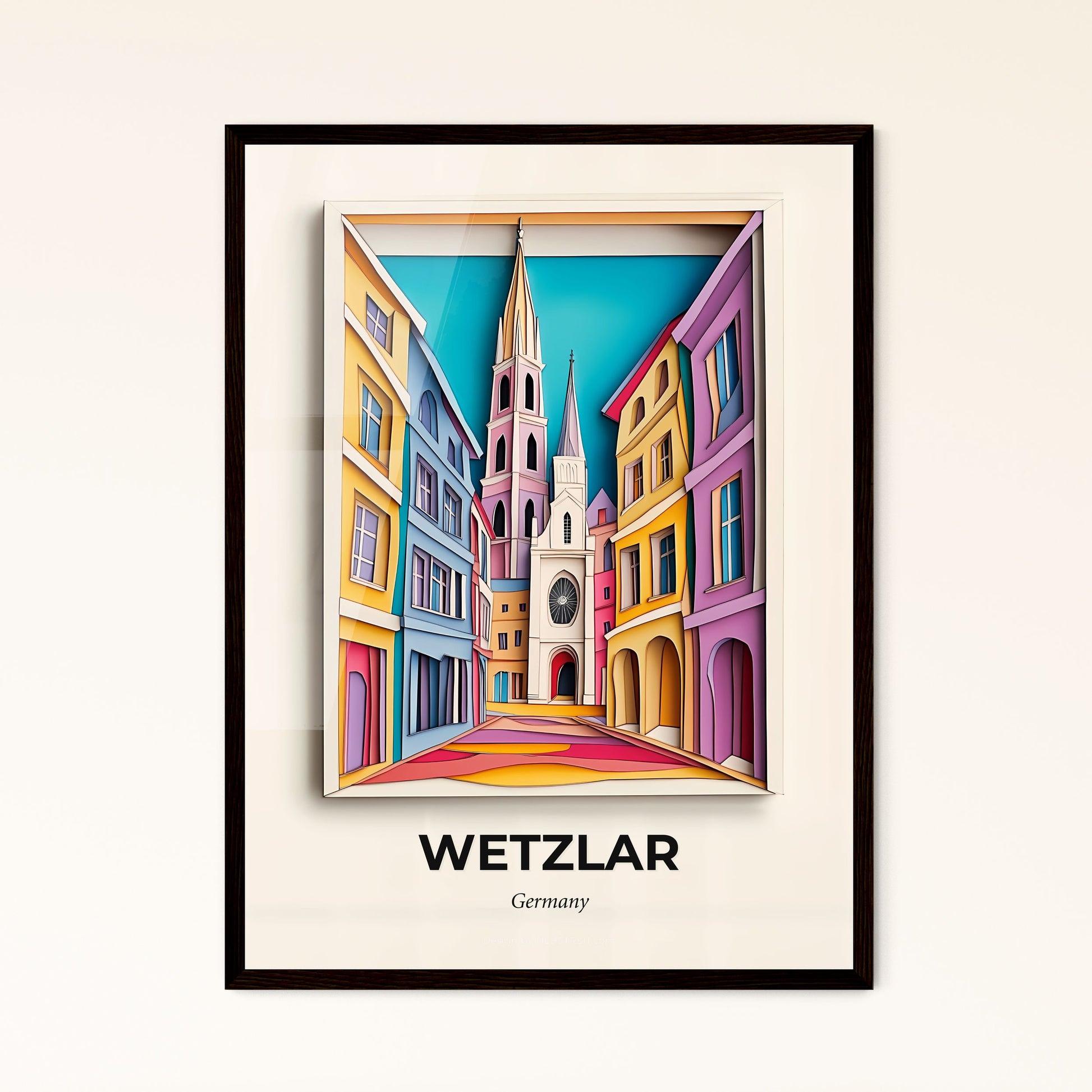 Vivid Wetzlar, Germany - a painting of a church tower in a city