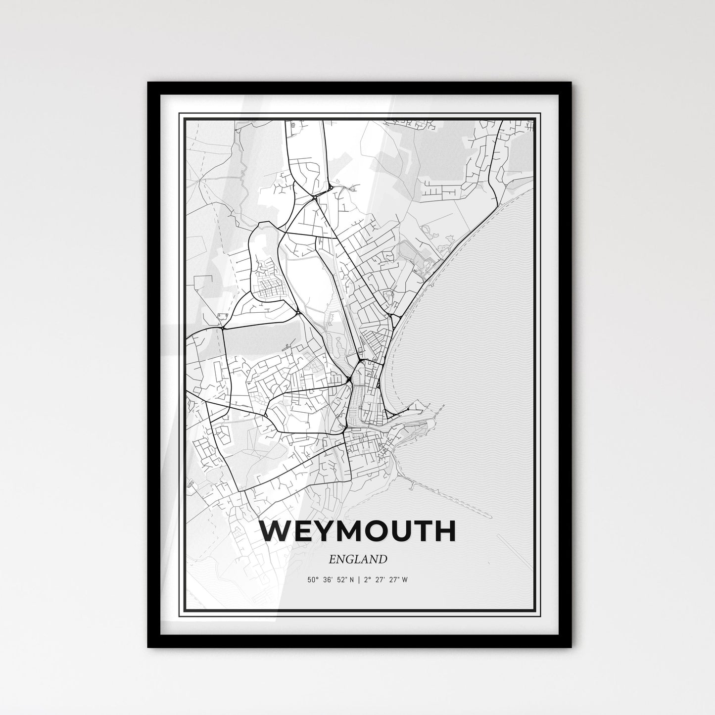 Weymouth England - Scandinavian Style City Map for Modern Home Decor