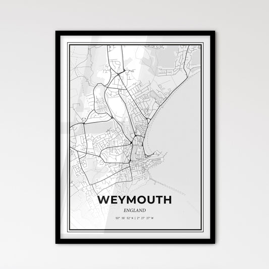 Weymouth England - Scandinavian Style City Map for Modern Home Decor