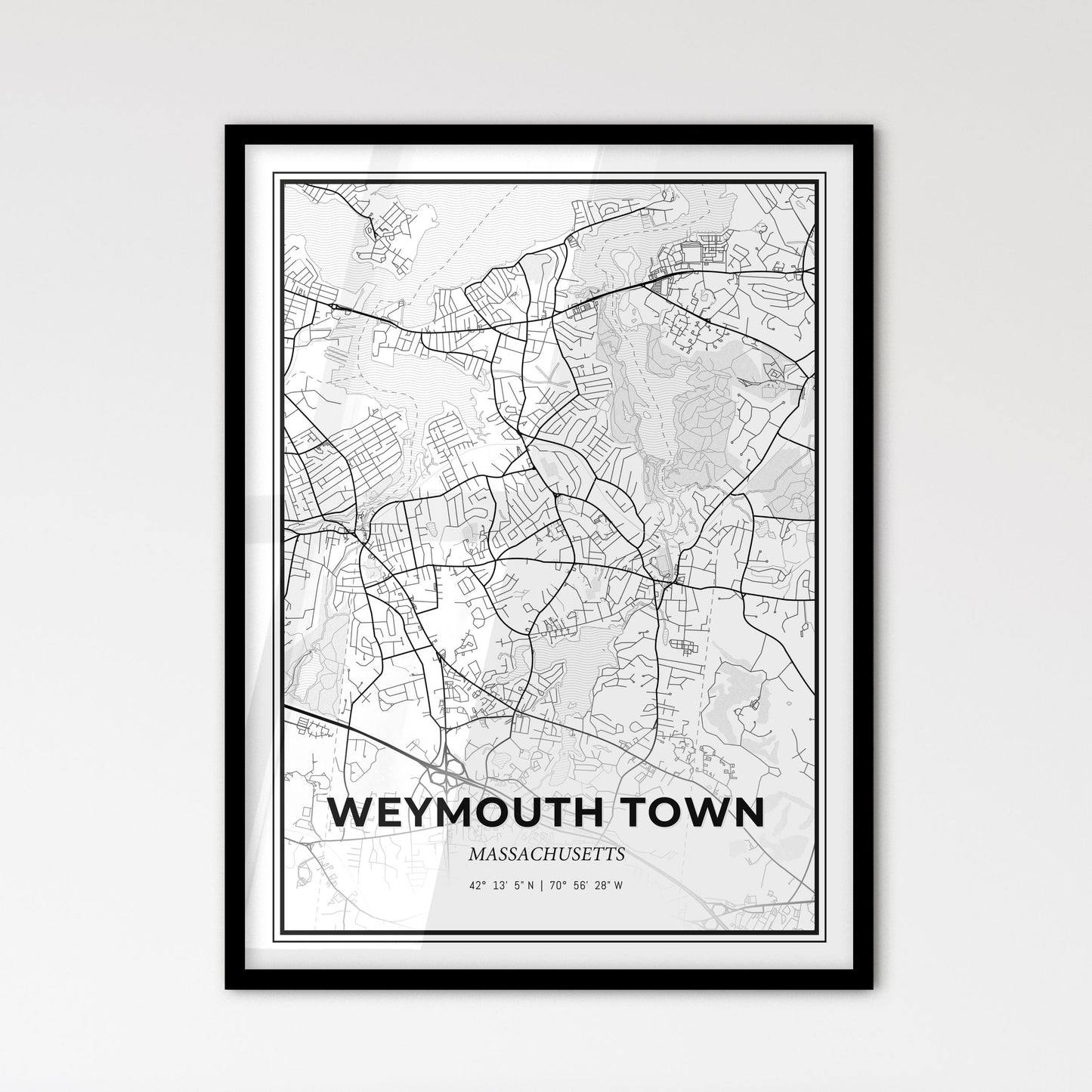 Weymouth Town Massachusetts - Scandinavian Style City Map for Modern Home Decor