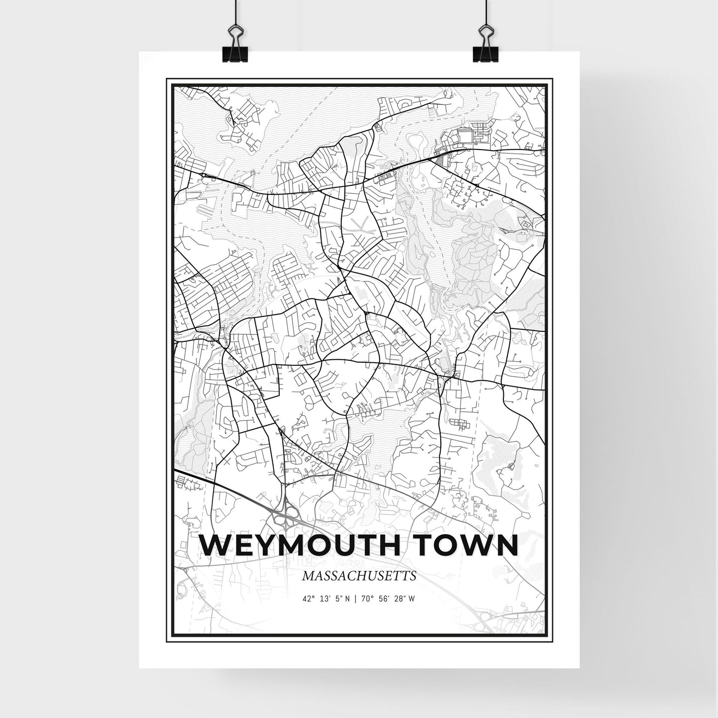 Weymouth Town Massachusetts - Premium City Map Poster