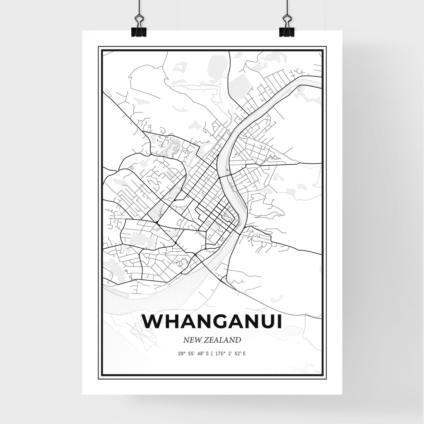 Whanganui New Zealand - Premium City Map Poster