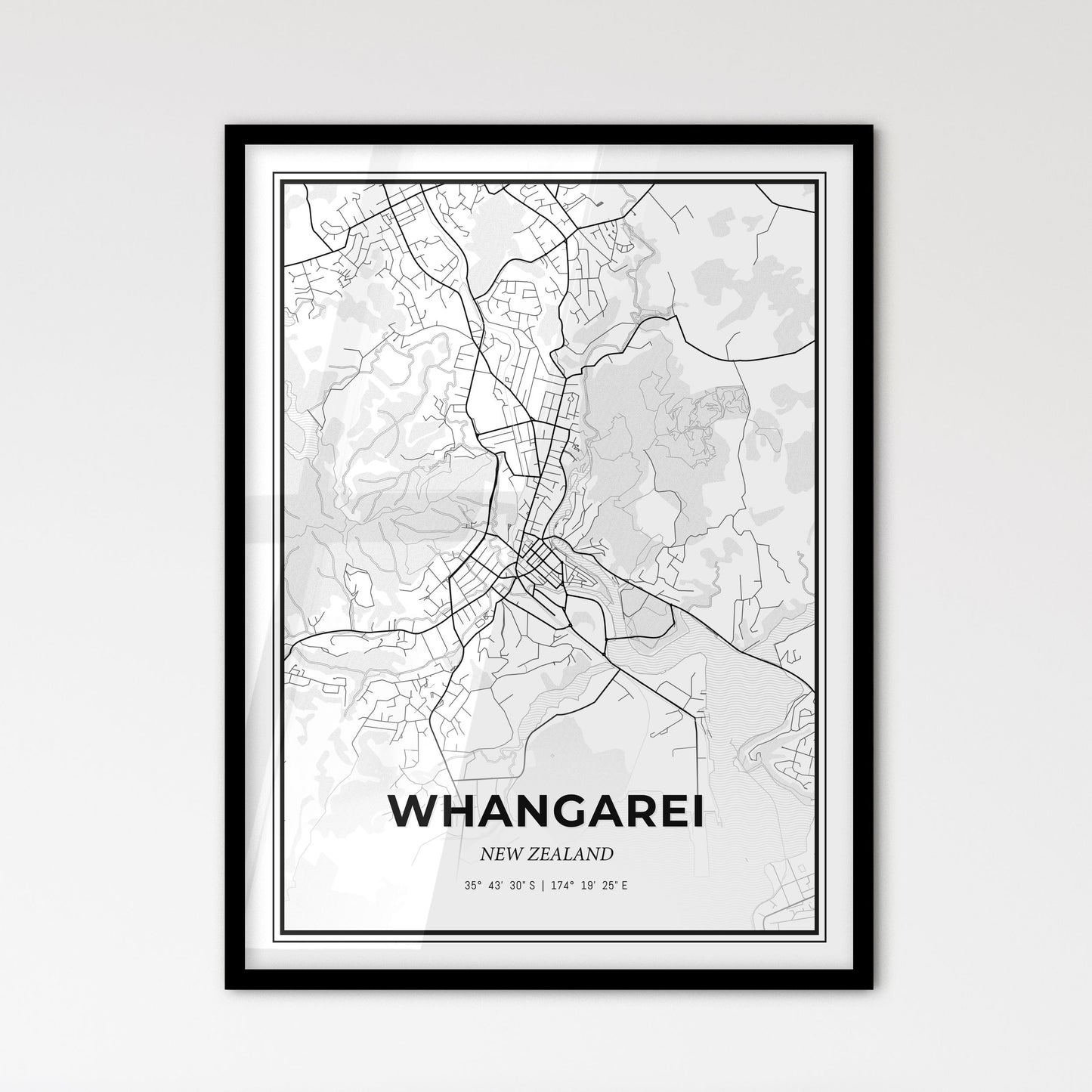 Whangarei New Zealand - Scandinavian Style City Map for Modern Home Decor