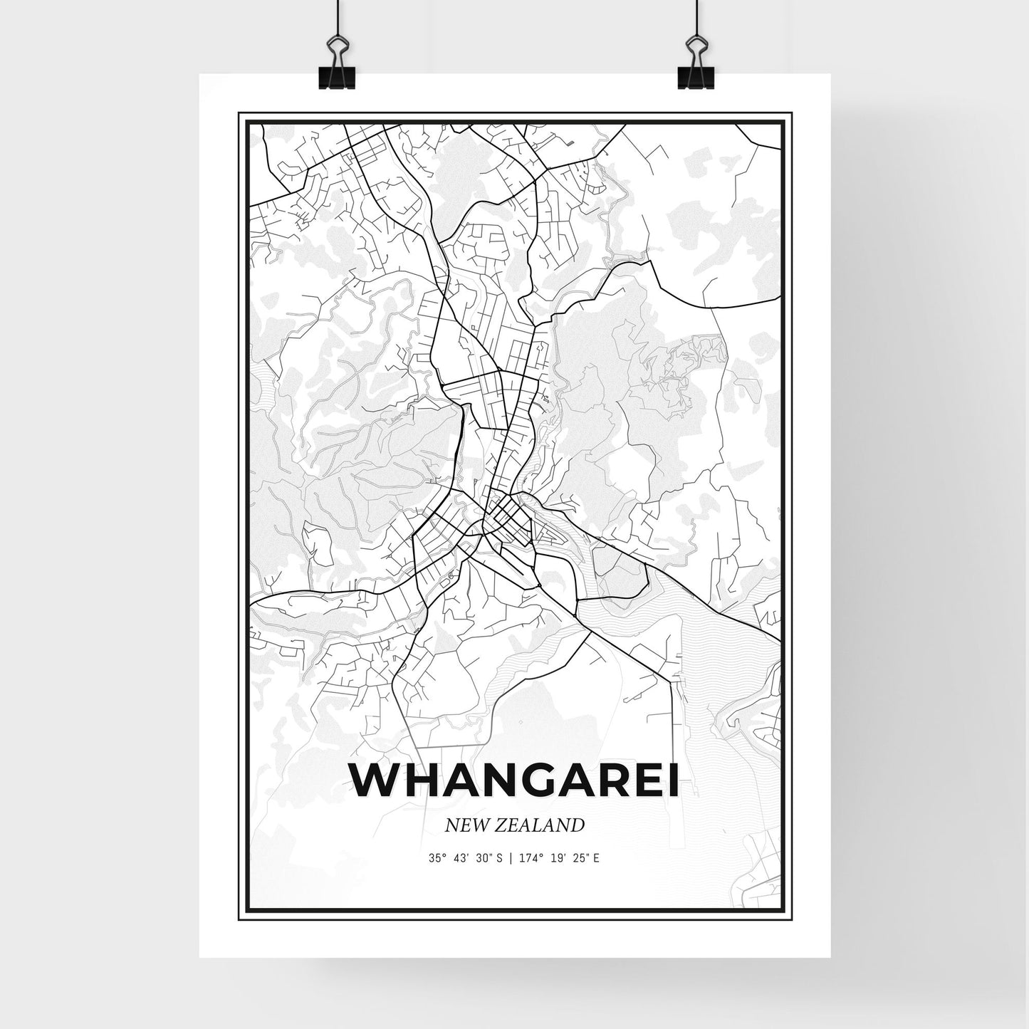 Whangarei New Zealand - Premium City Map Poster