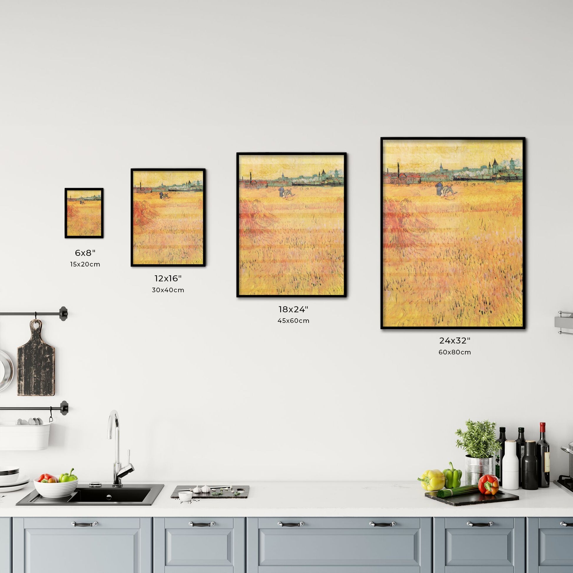 Wheat Field with View of Arles – Vincent van Gogh Size Chart