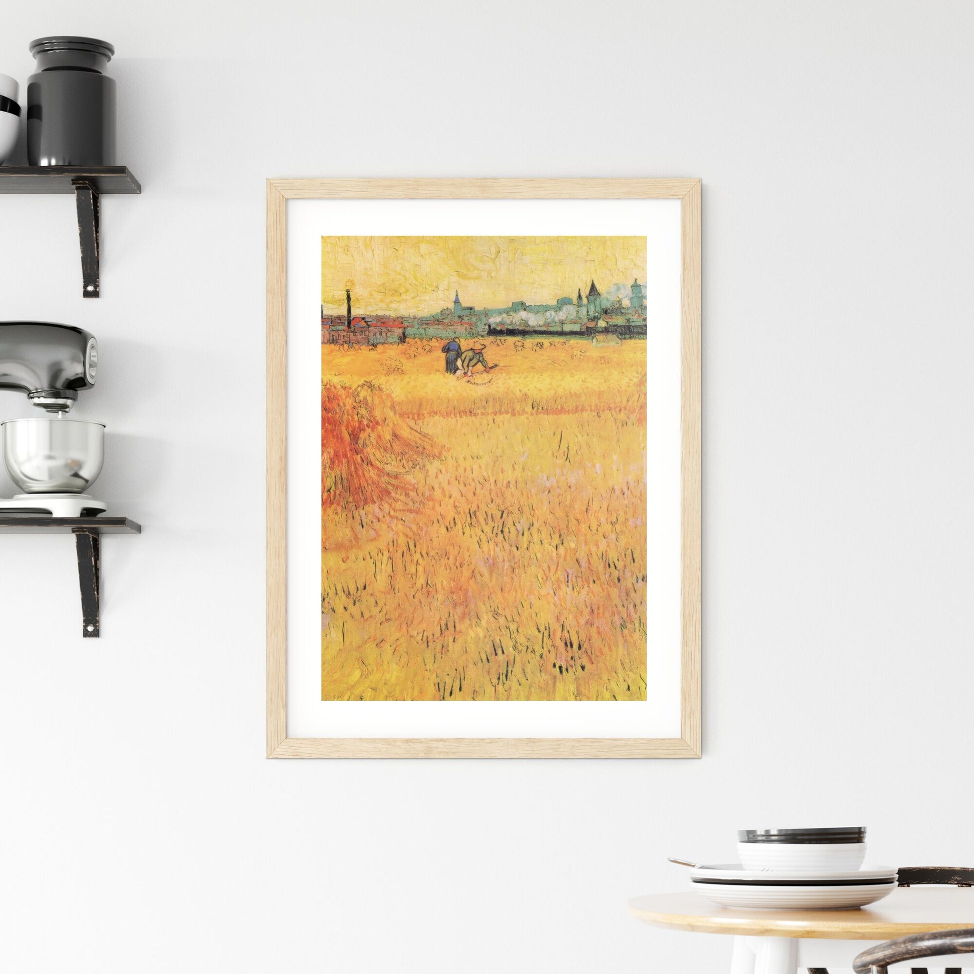 Framed Print of Wheat Field with View of Arles – Vincent van Gogh