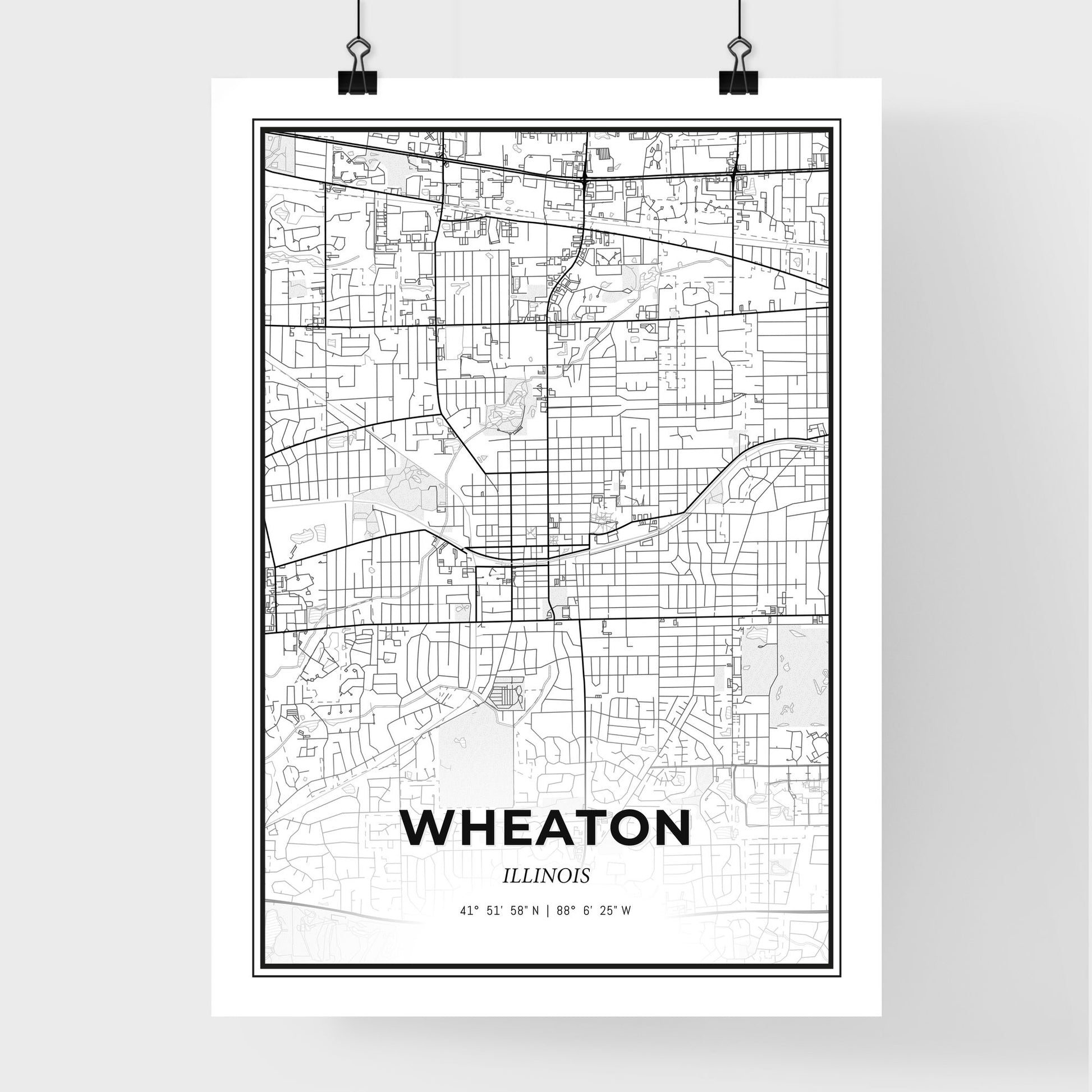 Wheaton Illinois - Premium City Map Poster