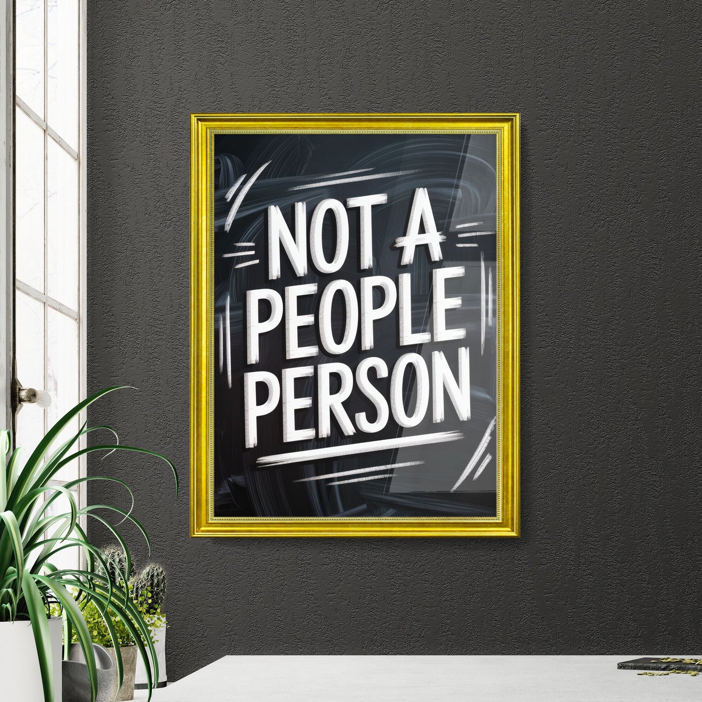 Whimsical Typography Art: Embracing Introversion with 'Not a People Person' Statement