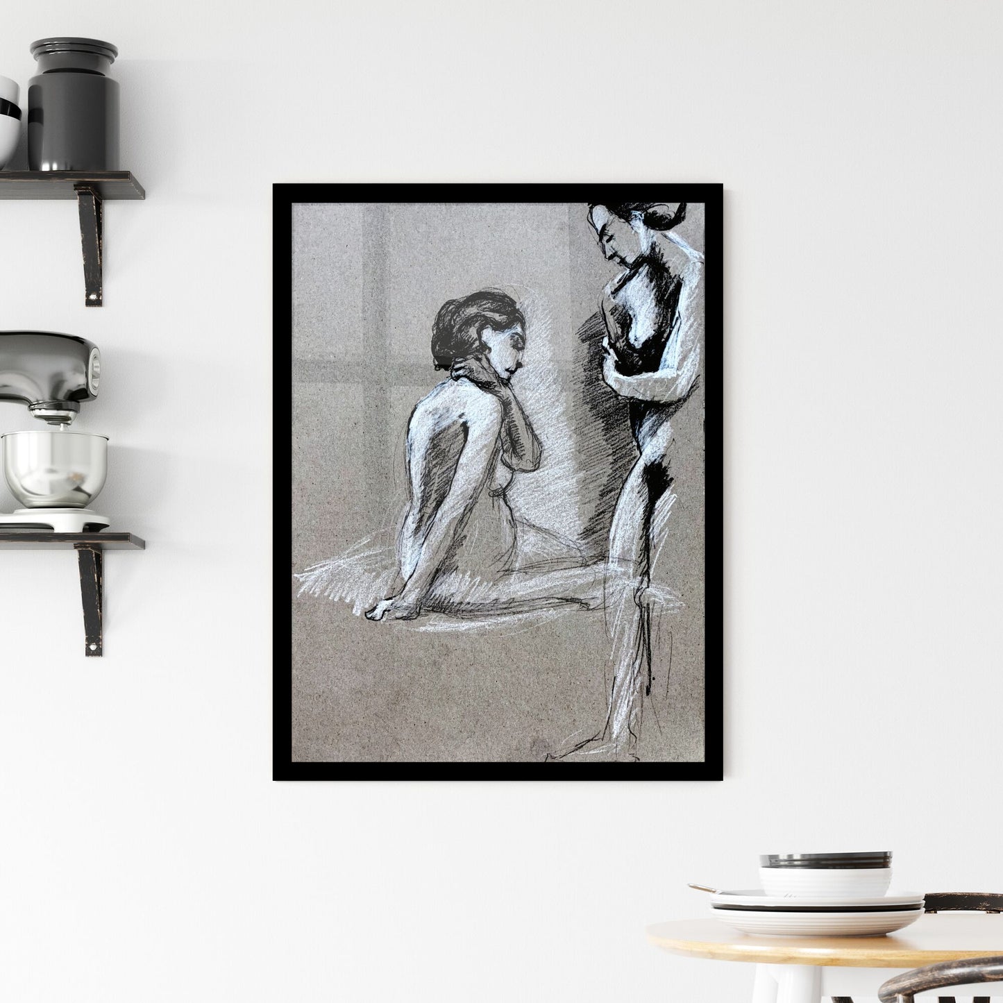 Whispers of Form: A Dance Between Shadows and Light Framed Print
