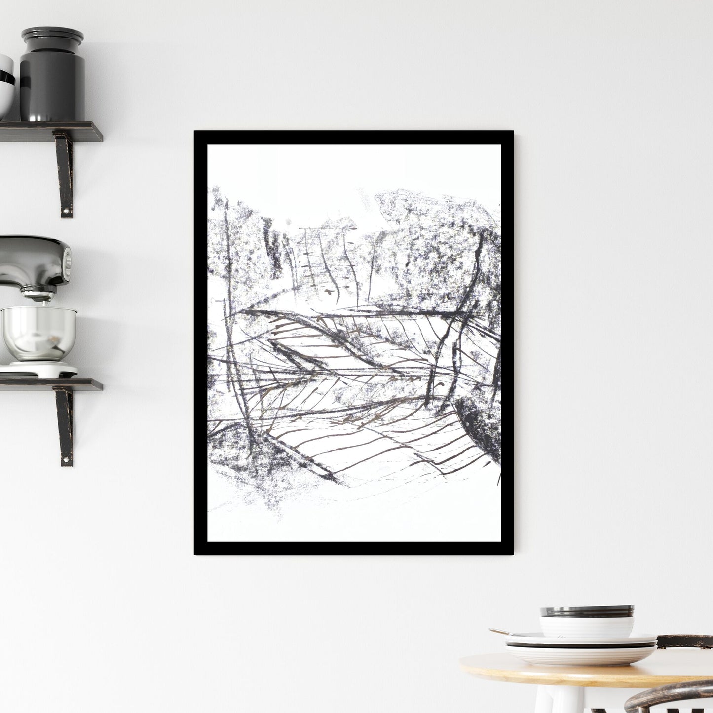 Whispers of Nature: A Symphonic Exploration of Lines and Shadows Framed Print