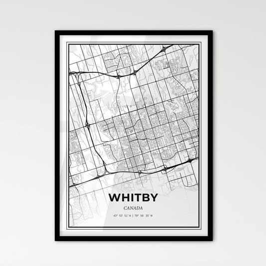 Whitby Canada - Scandinavian Style City Map for Modern Home Decor