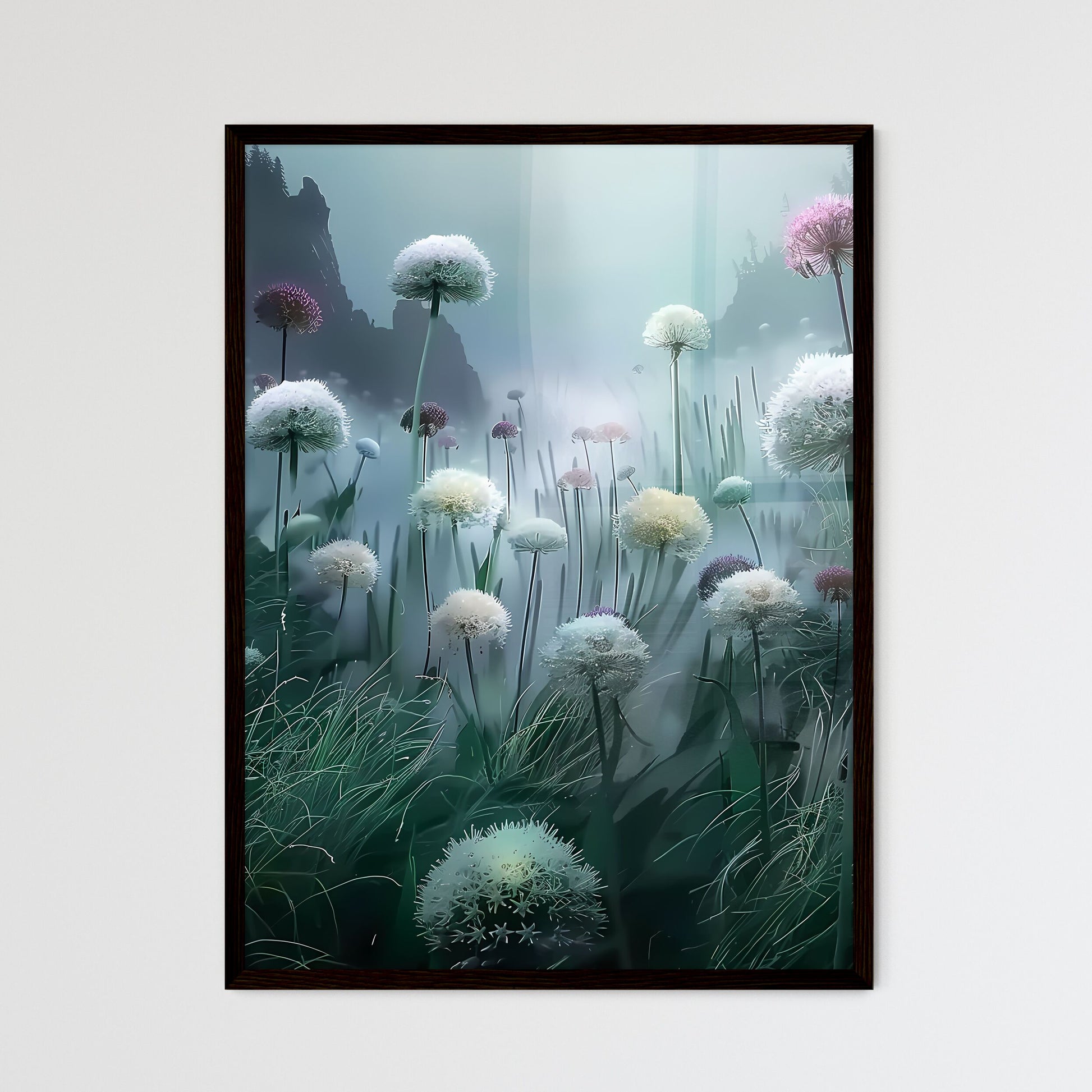 Vibrant Underwater World of Alliums: An Artistic Tapestry in White Wall Art