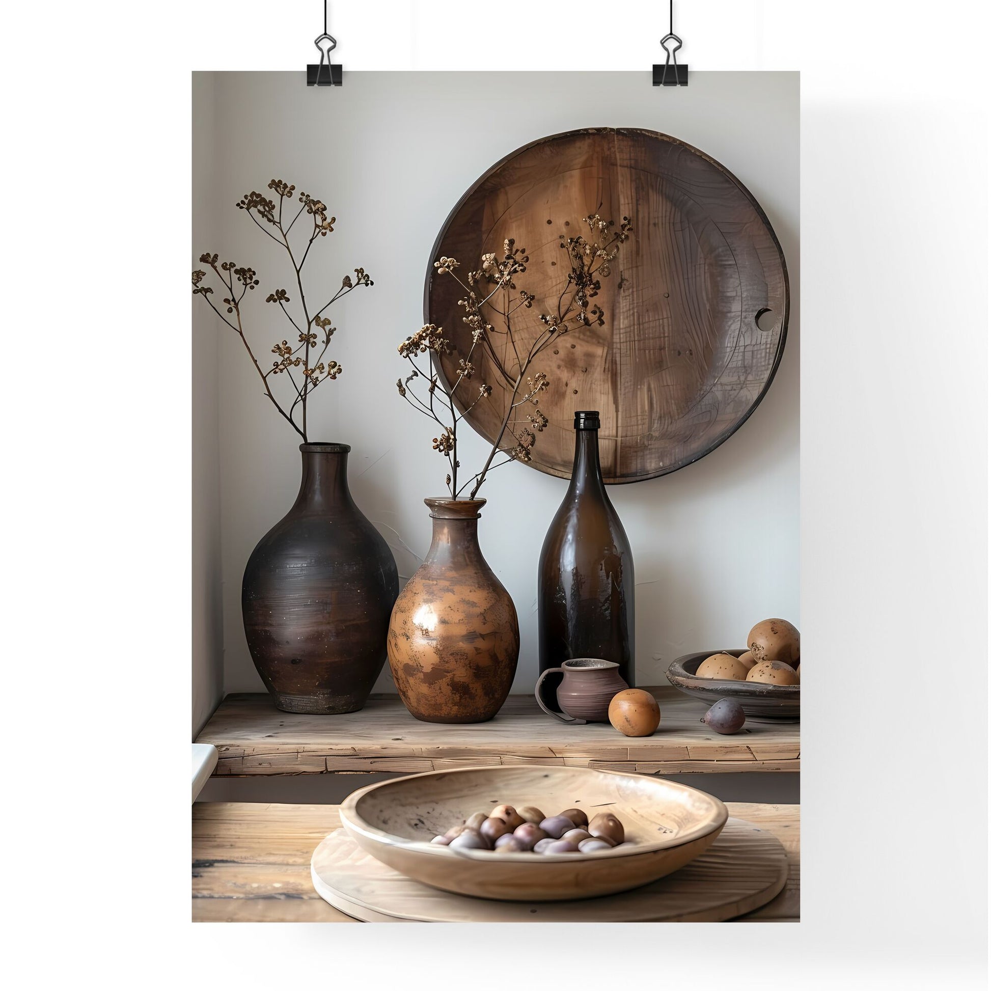 Minimalistic American Retro Style: Vases and Bowls on a Table with Vintage Vibe and Timeless Nostalgia Default Title