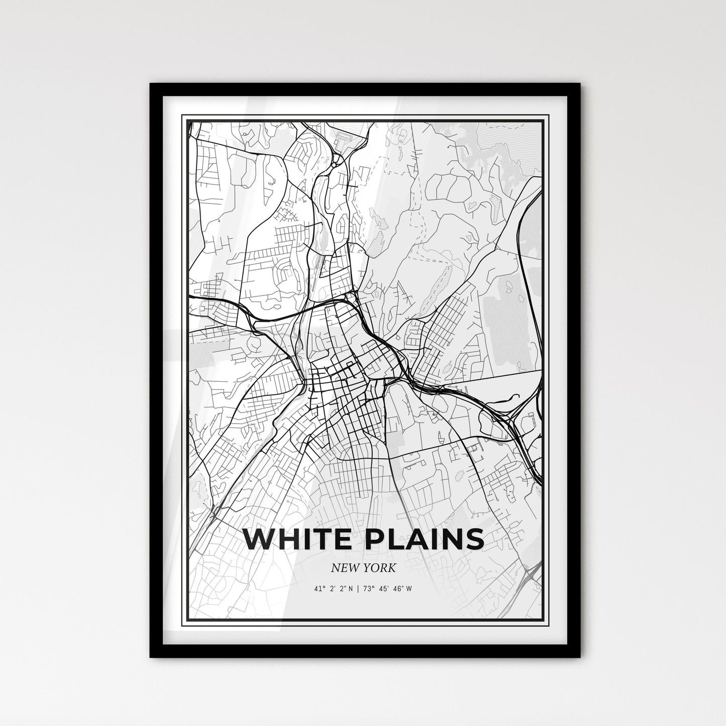 White Plains New York - Scandinavian Style City Map for Modern Home Decor