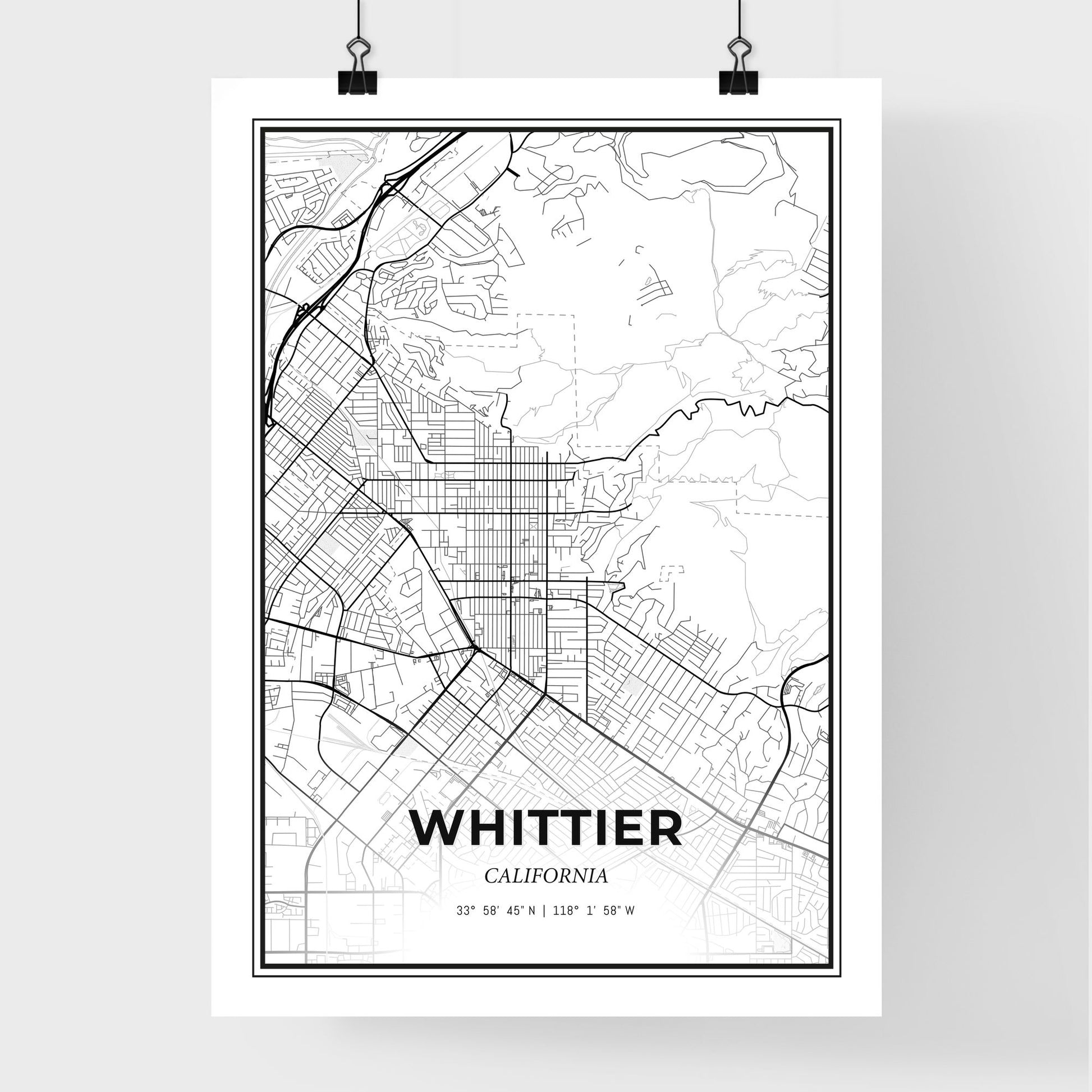 Whittier California - Premium City Map Poster