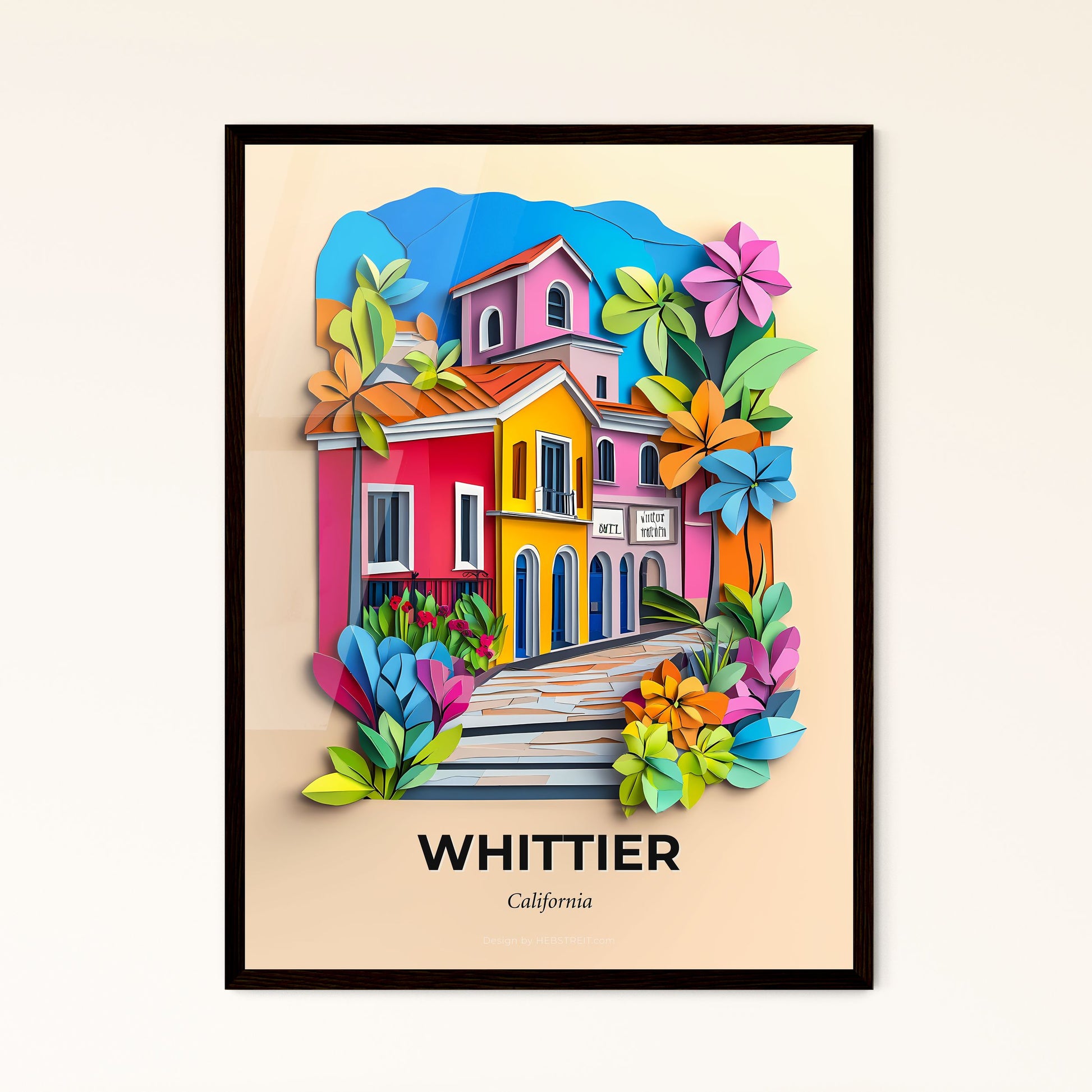 Vivid Whittier, California - a colorful house with a staircase and flowers