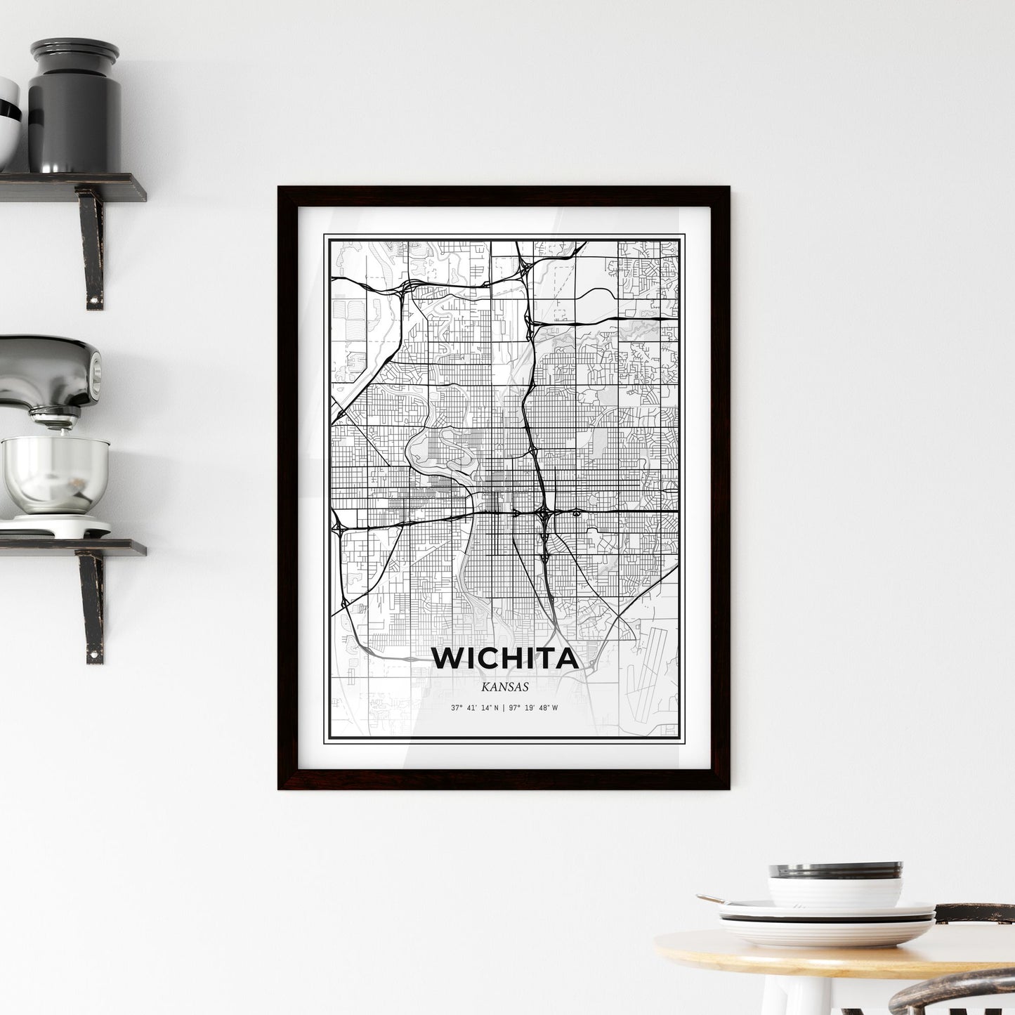 Wichita Kansas - Minimal City Map