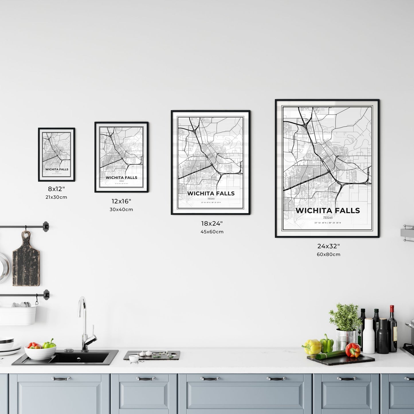 Wichita Falls Texas - Customizable Modern City Map