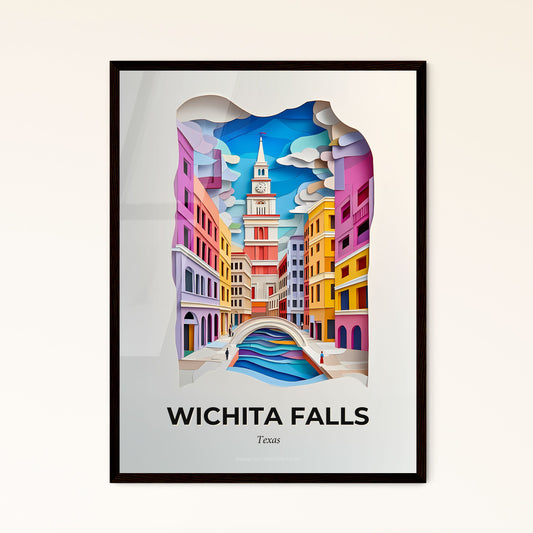 Vivid Wichita Falls, Texas - a paper cut of a city with a bridge