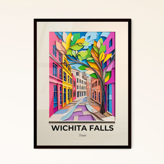 Vivid Wichita Falls, Texas - a painting of a colorful city street with trees