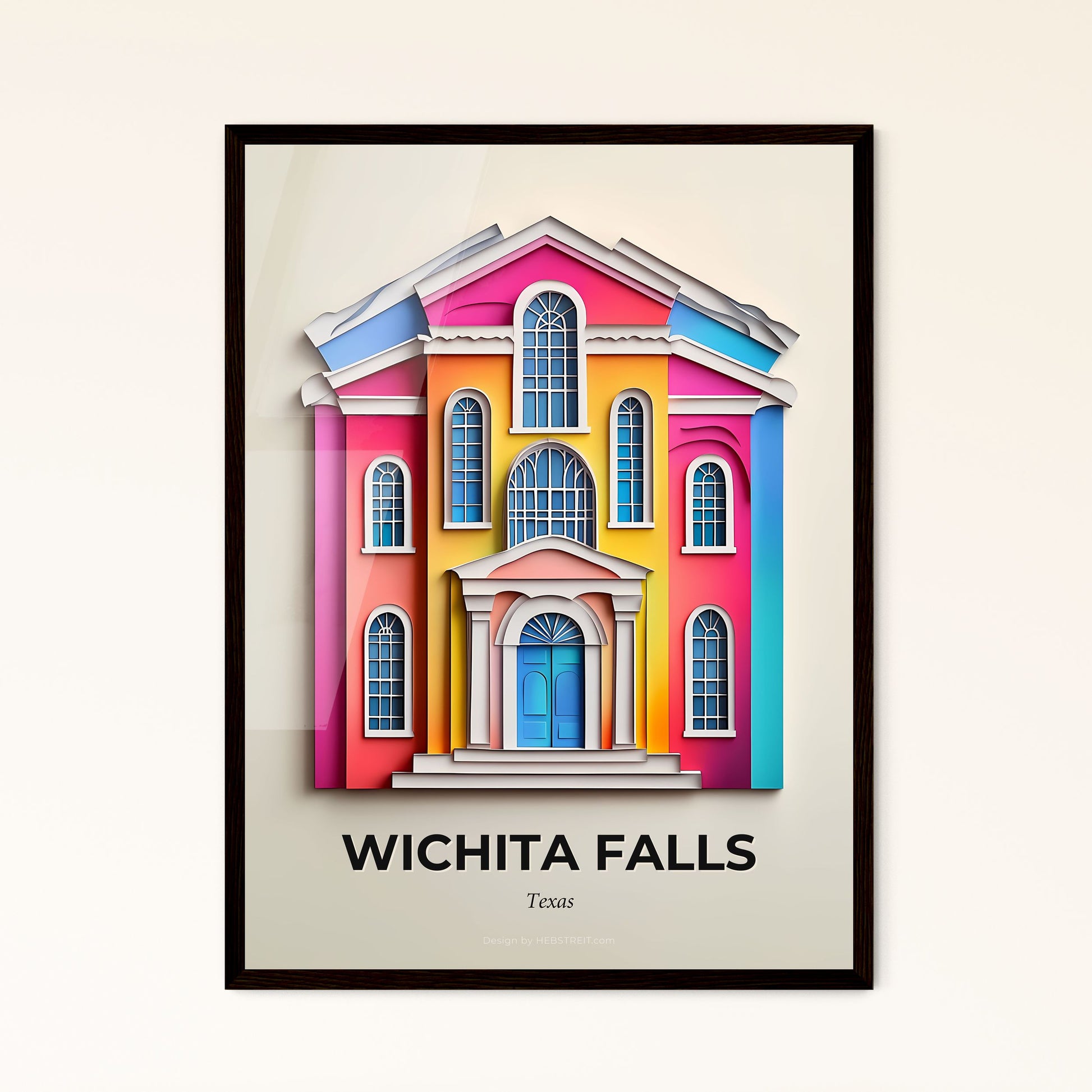 Vivid Wichita Falls, Texas - a colorful building with a blue door and windows