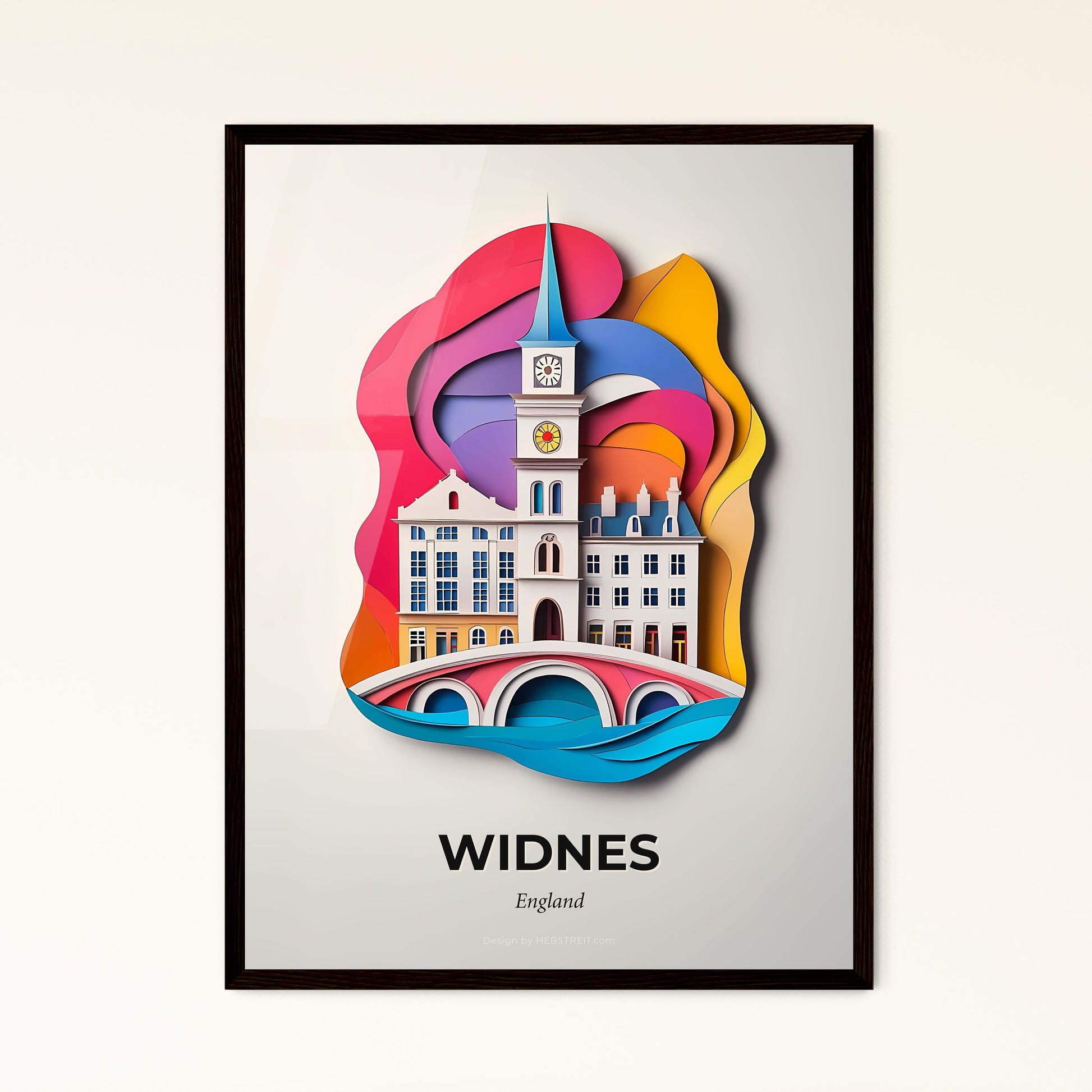 Vivid Widnes, England - a clock tower with a clock on top of it