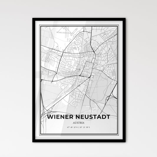 Wiener Neustadt Austria - Scandinavian Style City Map for Modern Home Decor