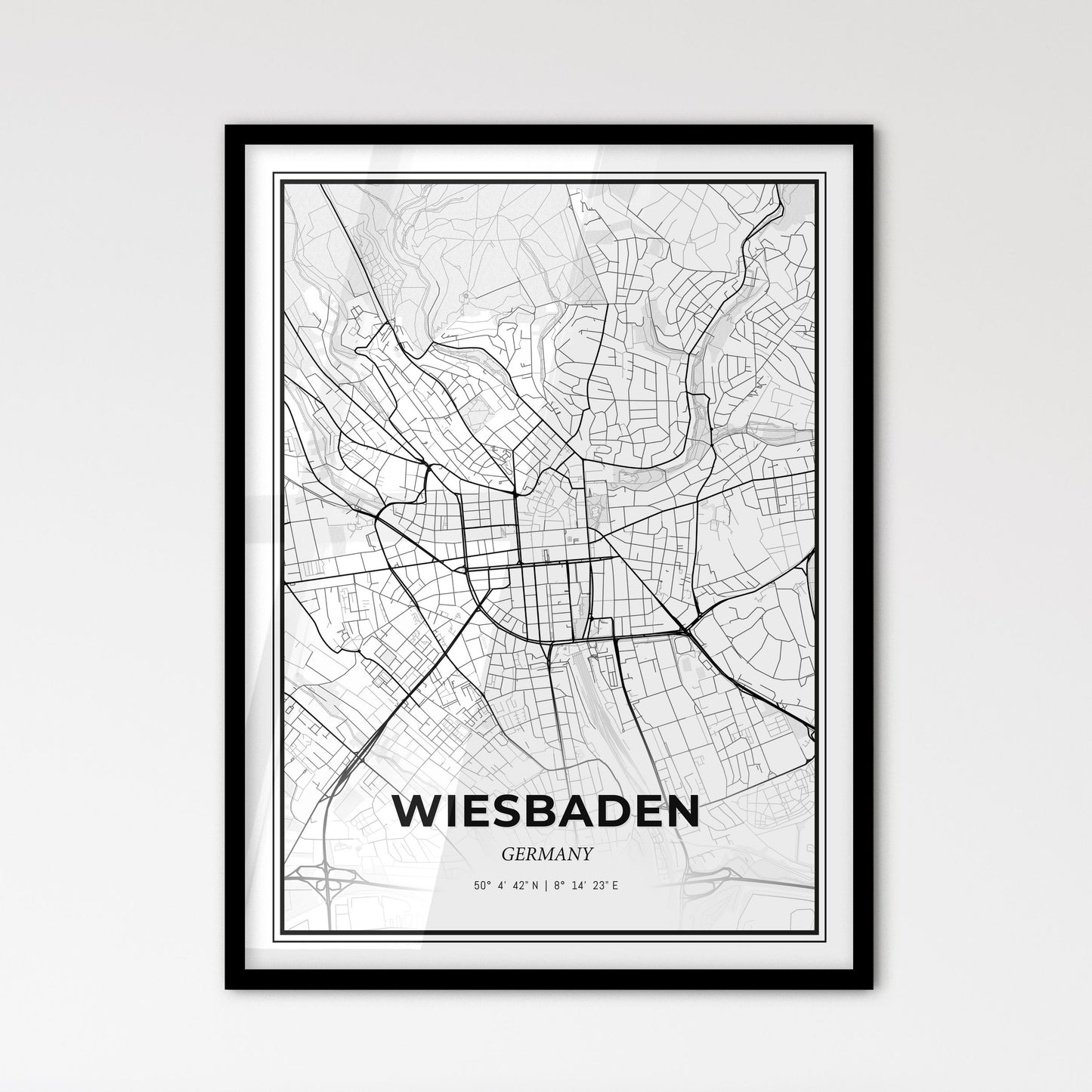 Wiesbaden Germany - Scandinavian Style City Map for Modern Home Decor