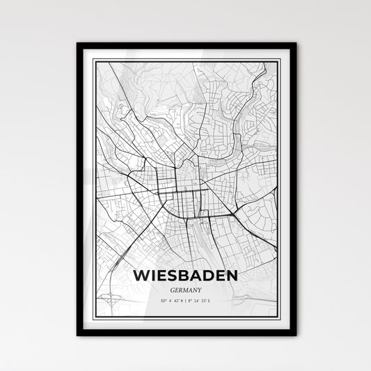 Wiesbaden Germany - Scandinavian Style City Map for Modern Home Decor