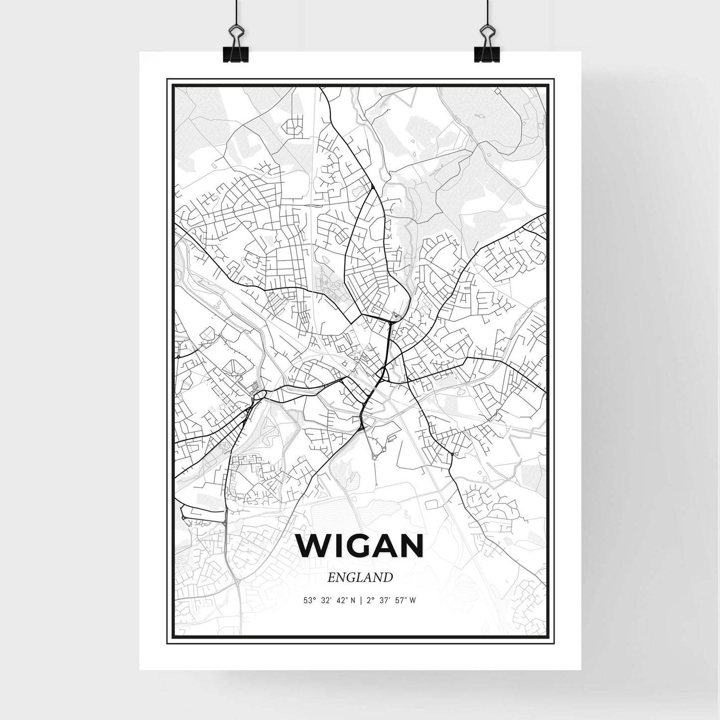 Wigan England - Premium City Map Poster