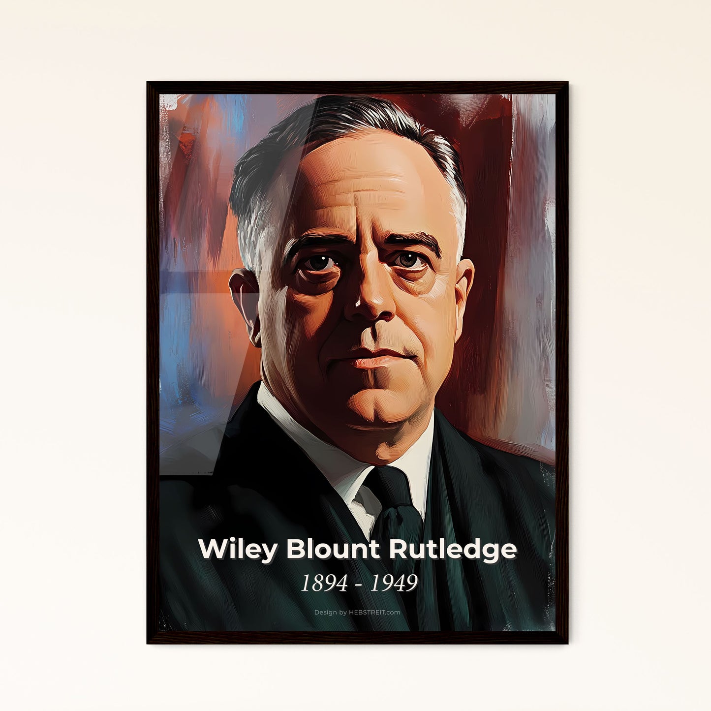 Portrait of Wiley Blount Rutledge, 1894 - 1949. Impressionistic painting of a man in a suit and tie.