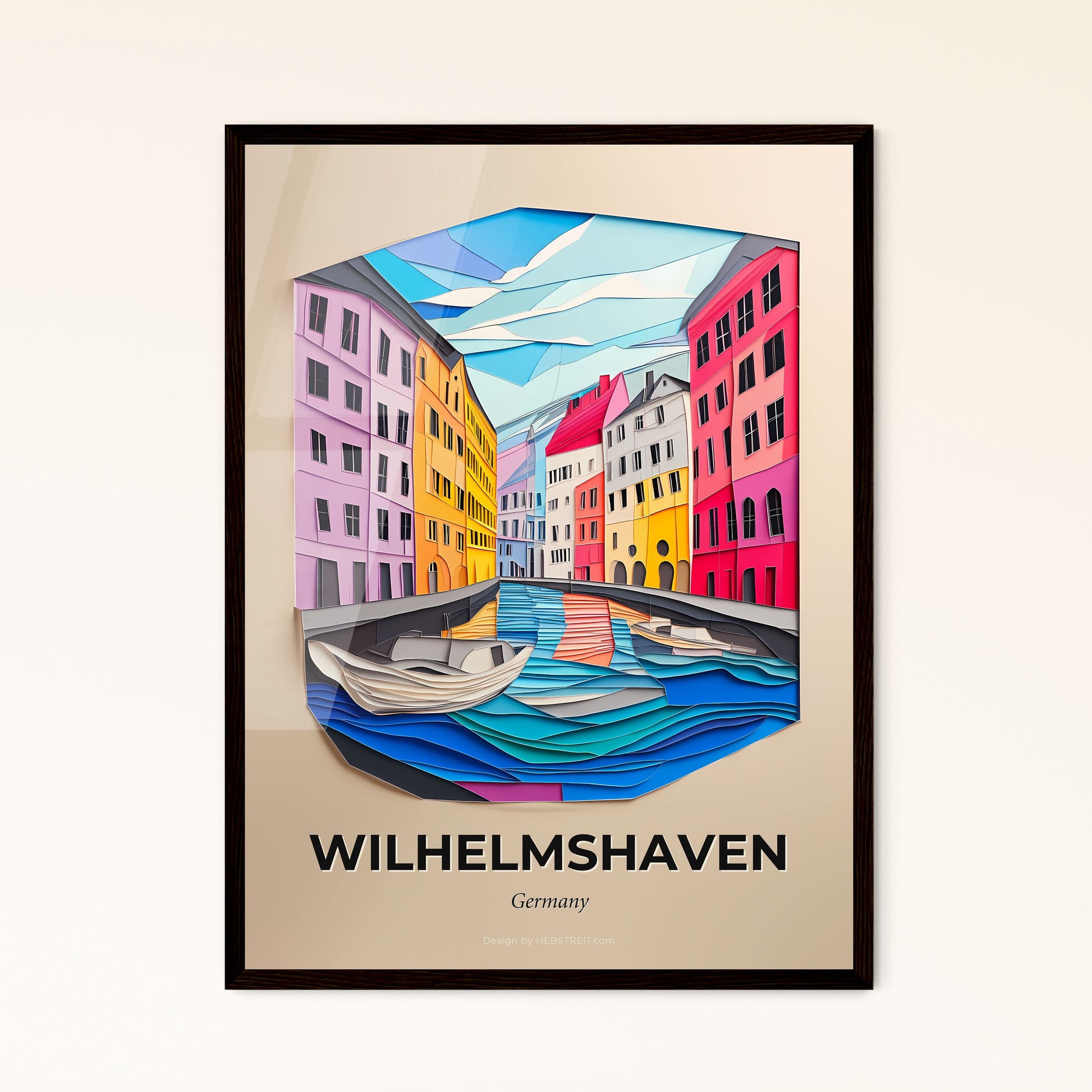 Vivid Wilhelmshaven, Germany - a painting of a city with boats on the water