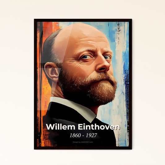 Portrait of Willem Einthoven, 1860 - 1927. Impressionistic painting of a man with a beard.