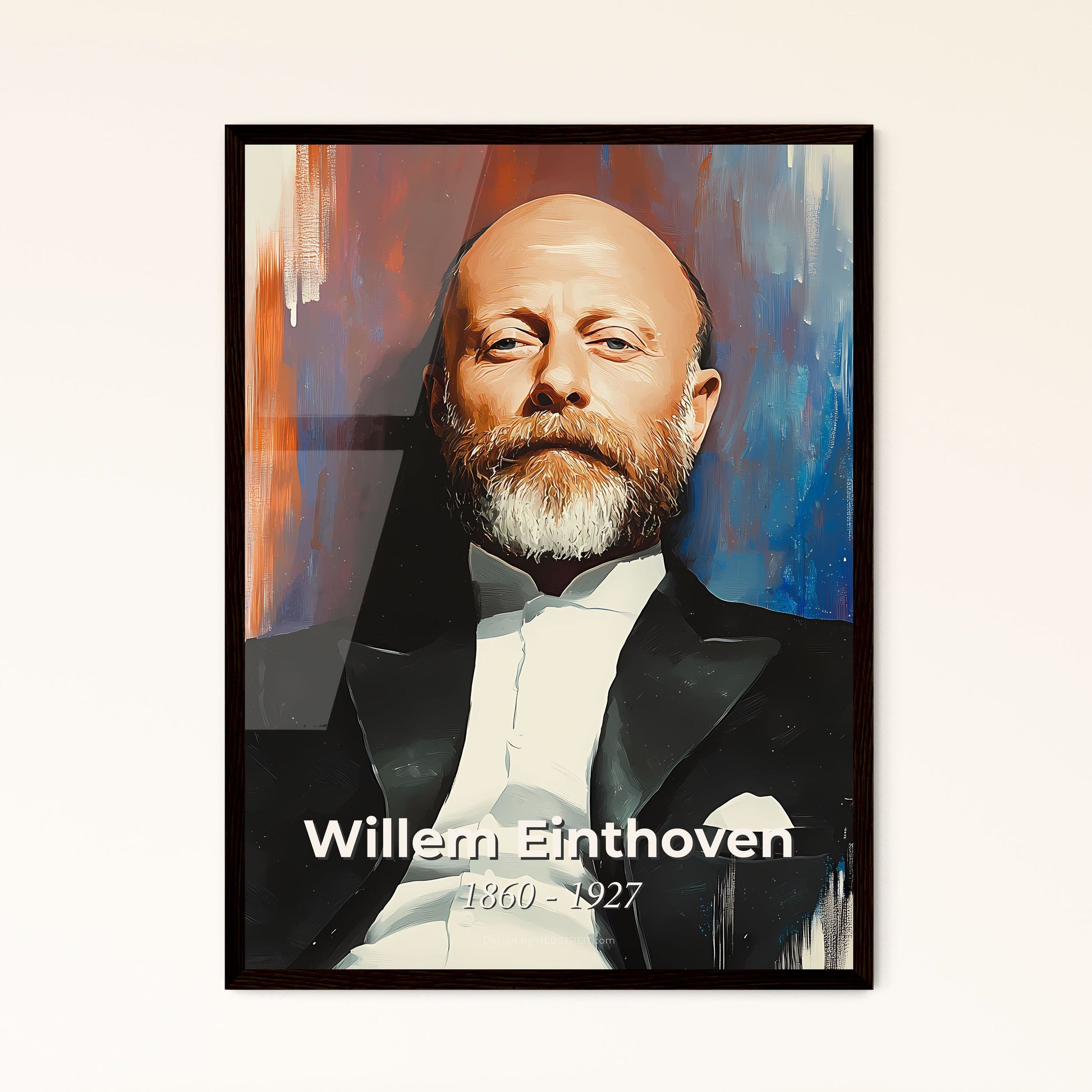 Portrait of Willem Einthoven, 1860 - 1927. Impressionistic painting of a man in a suit.