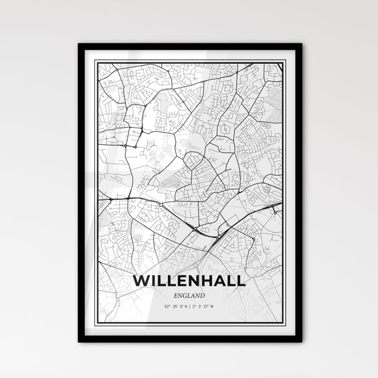 Willenhall England - Scandinavian Style City Map for Modern Home Decor